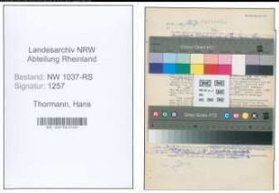 Entnazifizierung Hans Thormann , geb. 19.03.1906 ()