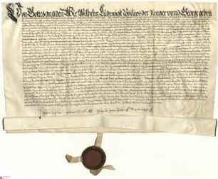 Vergleich (Brüderliche Erbeinigung) zwischen den Landgrafen-Brüdern Wilhelm IV. von Hessen-Kassel, Ludwig IV. von Hessen-Marburg, Philipp II. von ...