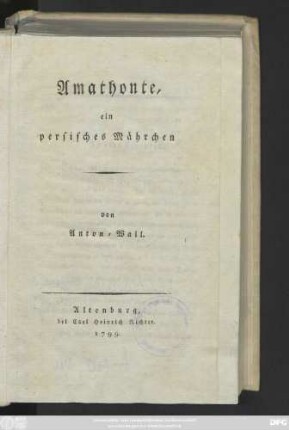 Amathonte : ein persisches Mährchen