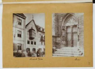 Wohnhaus, Neustadt/Orla. Portal einer Kirche, Jena: Ansicht Neustadt, Ansicht Portal Jena (aus: Skizzen- und Fotoalbum 24)