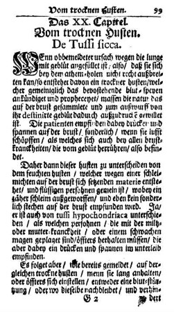 Das XX. Capitel. Vom trocknen Husten. De Tussi sicca.