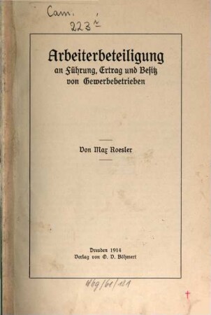Arbeiterbeteiligung an Führung, Ertrag und Besitz von Gewerbebetrieben