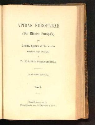 2: Apidae Europaeae : per genera, species et varietas