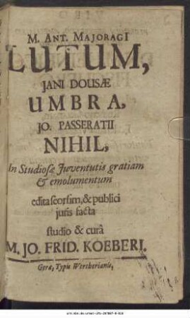 M. Ant. Maioragi[i] Lutum