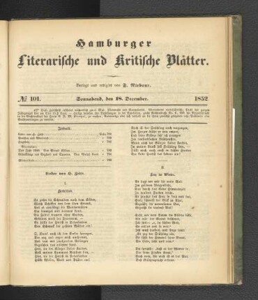 No. 101. 18. Dezember 1852