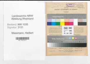 Entnazifizierung Herbert Massmann , geb. 19.06.1920 (Ingenieur)