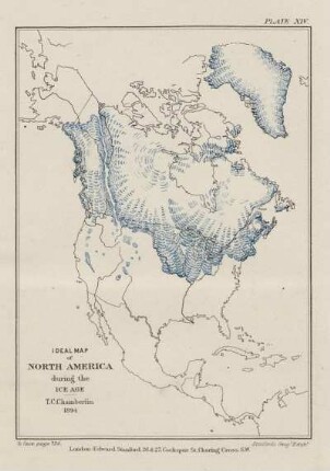 Plate XIV. Ideal Map of North America during the Ice Age