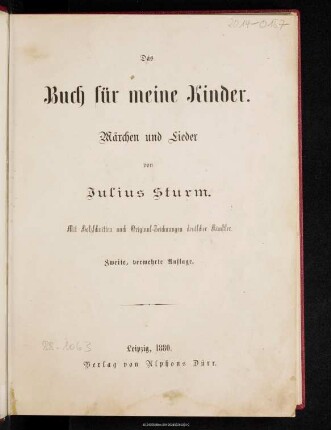 Das Buch für meine Kinder : Märchen und Lieder