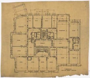 Wohnhäuser Hohenzollernstraße/Menzelstraße/Wölflstraße, Breslau: Haus Ecke Menzel- und Wölflstraße: Grundriss 1.OG