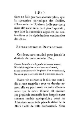 Réproduction et Destruction.