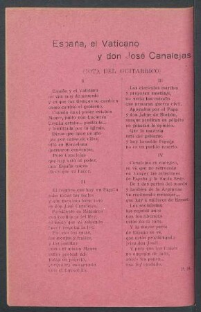 España, el Vaticano y don José Canalejas : (Jota del guitarrico)