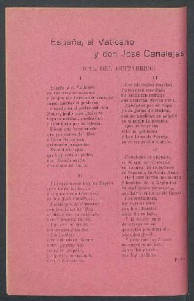 España, el Vaticano y don José Canalejas : (Jota del guitarrico)