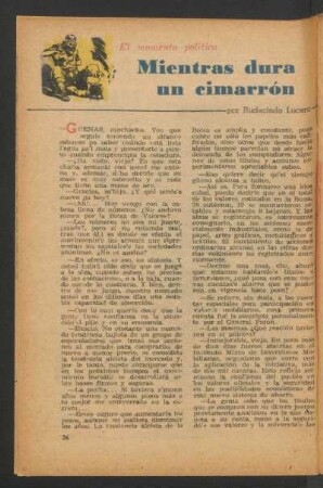 Mientras dura un cimarrón : El momento político