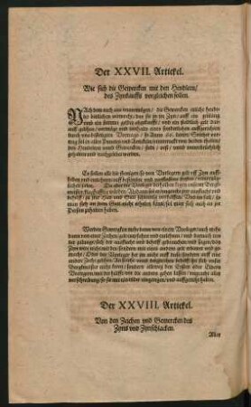 Der XXVII. Artickel.