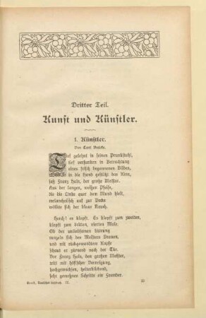 Dritter Teil. Kunst und Künstler