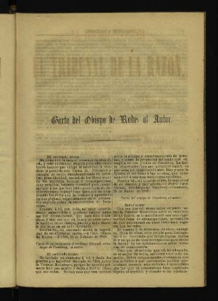 Carta del Obispa de Rode; al Autor.