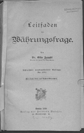Leitfaden der Währungsfrage