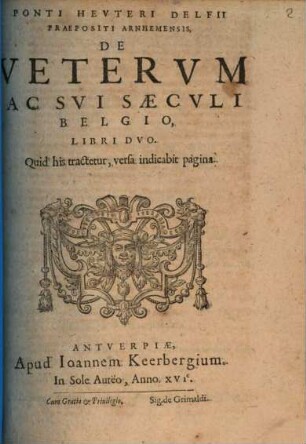De veterum ac sui saeculi Belgio : libri II.