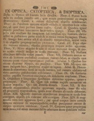 Ex optica, catoptrica, & dioptrica.