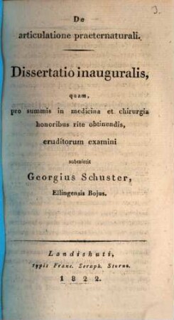 De articulatione praeternaturali : dissertatio inauguralis