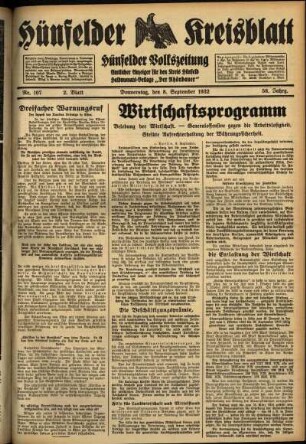 Zweite Ausgabe vom Donnerstag, den 08. September 1932.