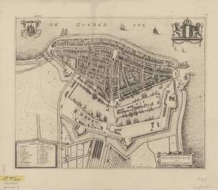 Plan von Medemblik, 1:2 800, Kupferstich, 1657 : Medenblick in West-Vrieslandt : Ioannes Schagen gesw. Lant M. Inventor. - [Ca. 1:2 800]. - [Amsterdam] : [Ioannes Ianssonius] , [1657]. - 1 Kt. : Kupferst. ; 50 x 40 cm
