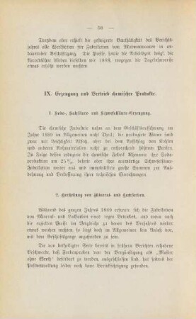 IX. Erzeugung und Vertrieb chemischer Produkte.
