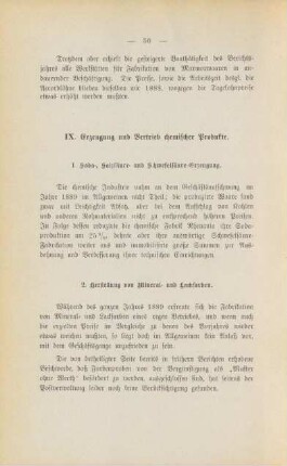 IX. Erzeugung und Vertrieb chemischer Produkte.
