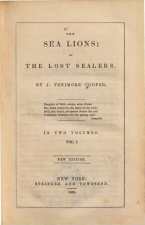 The sea lions, or the lost sealers : in 2 volumes
