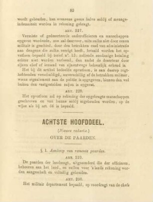 Achtste hoofddeel (Nieuwe redactie.). Over de paarden