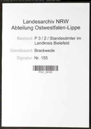 Sterberegister Standesamt Brackwede