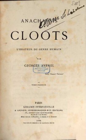 Anacharsis Cloots, l'orateur du genre humain, 1