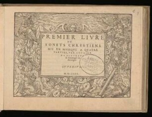 Antoine de Bertrand: Premier livre de sonets chrestiens ... a quatre parties ... Superius