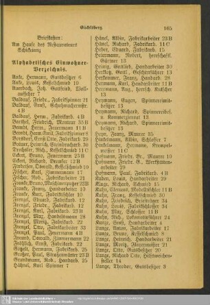 Einwohnerverzeichnis : Alphabetisches Einwohner-Verzeichnis