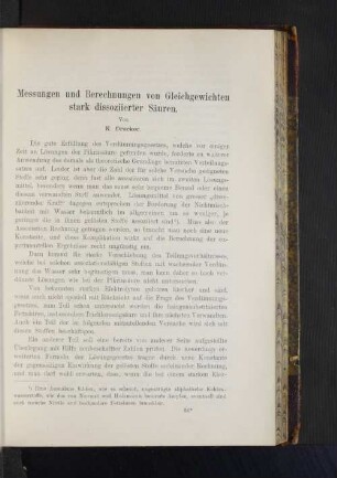 Messungen und Berechnungen von Gleichgewichten stark dissoziierter Säuren