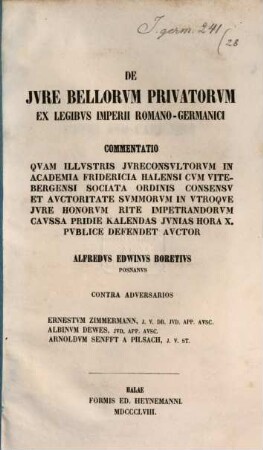 De Jure bellorum privatorum ex legibus imperii Romano-Germanici