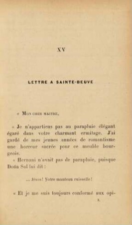XV Lettre a Sainte-Beuve