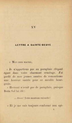 XV Lettre a Sainte-Beuve