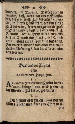Das andere Capitel Vom Addiren oder Hinzuthun.