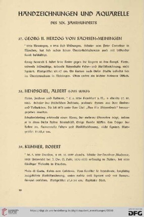 Handzeichnungen und Aquarelle des XIX. Jahrhunderts (Nr. 37 - 42)