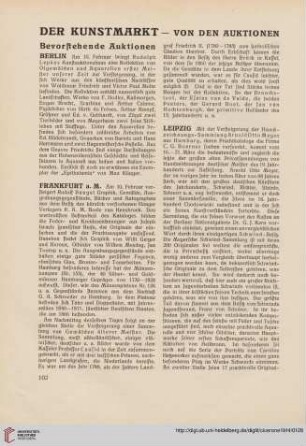 Der Kunstmarkt - Von den Auktionen