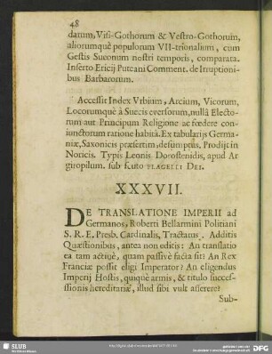 XXXVII. De Translatione Imperii