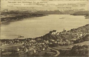 Panorama vom Starnberger See mit Alpenkette.