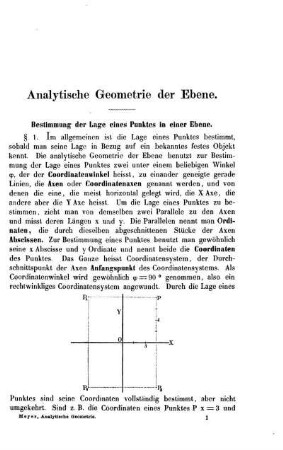 Analytische Geometrie der Ebene.