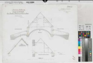 Soest (Soest) Hohnekirche (St. Maria zur Höhe) Blatt 3 Dacherneuerung, Querschnitte 1889 1 : 50 50 x 66 Nöthling, Regierungsbaumeister Staatshochbauamt Soest