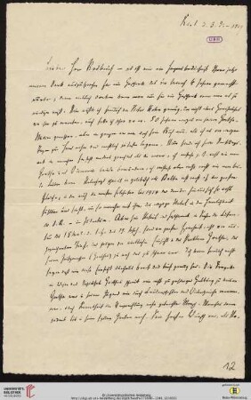 Brief von Ferdinand Tönnies an Gustav Radbruch