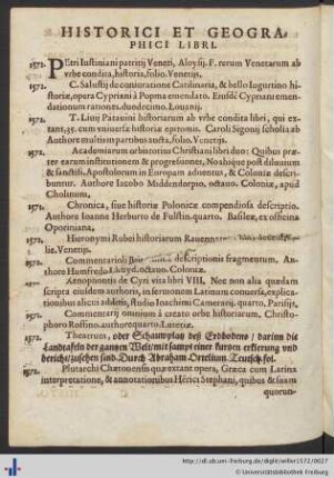 Historici Et Geographici Libri.