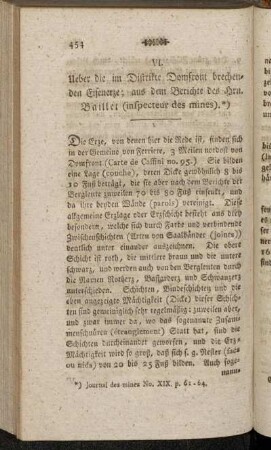 VI. Ueber die im Distrikte Domfront brechenden Eisenerze;[...]