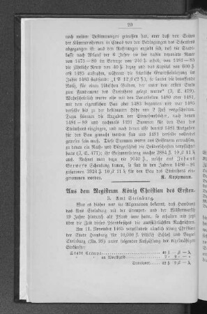 Aus dem Registrum König Christian des Ersten.