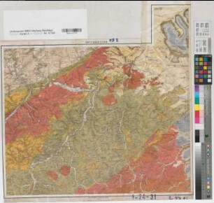 Rheinprovinz Westfalen (Provinz) geologische Karte der Rheinprovinz und der Provinz Westfalen auf Grundlage der v. Dechenschen Geologischen Karte und der Königlichen Generalstabs Karte 31. Sektion Kreuznach